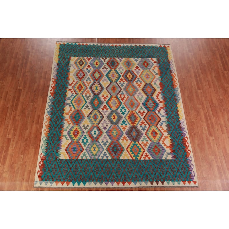 Kilim Oriental Area Rug Hand-Woven Southwestern Wool Carpet - 8'5"x 10'0"