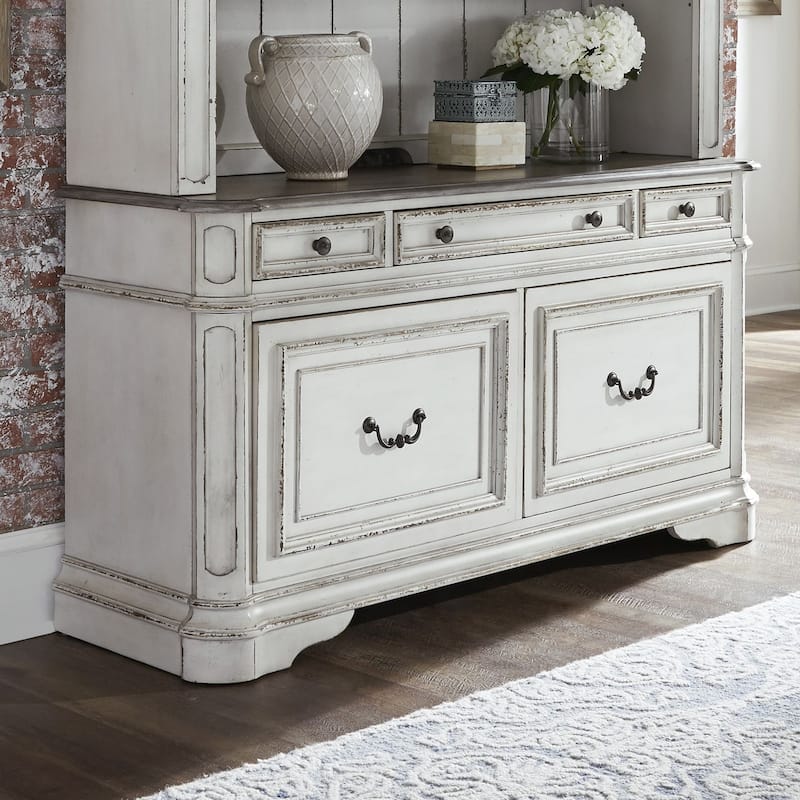 Magnolia Manor Antique White Weathered Bark Credenza - Antique White