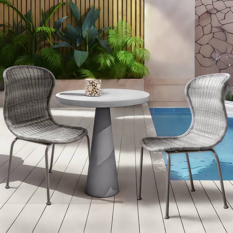Spinnaker Outdoor Boho Wicker Dining Chair (Set of 2) by Christopher Knight Home - 20.25" W x 25.50" D x 34.75" H - Grey