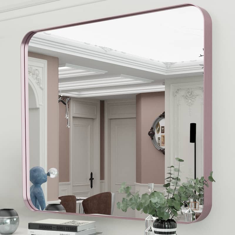 Rectangle Bathroom Mirror for Vanity Wall Mounted Vertical Horizontal Makeup Mirror - 36x36" - Purple-gold