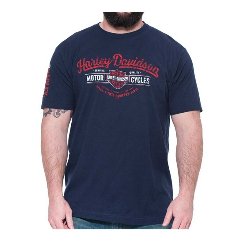 Shop Harley Davidson Men S Distressed Blue Steel Short Sleeve T Shirt Navy Blue Overstock 18146492