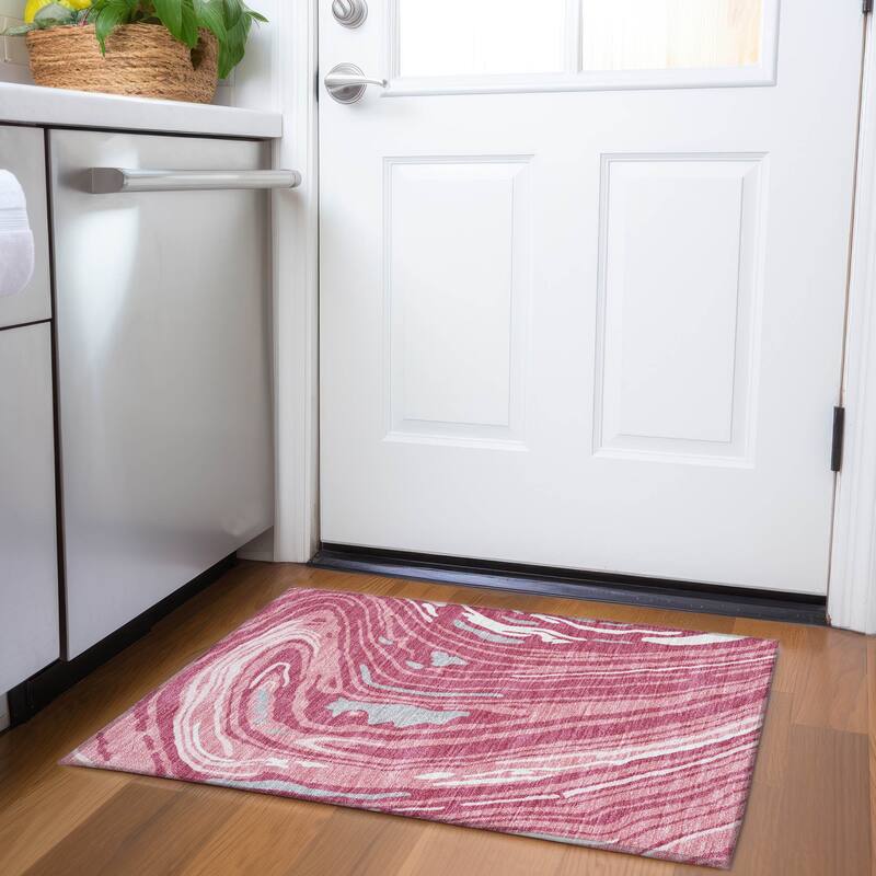 Premium Washable Super Soft Abstract Contemporary Mayfield Rug - Blush - 1'8" x 2'6"