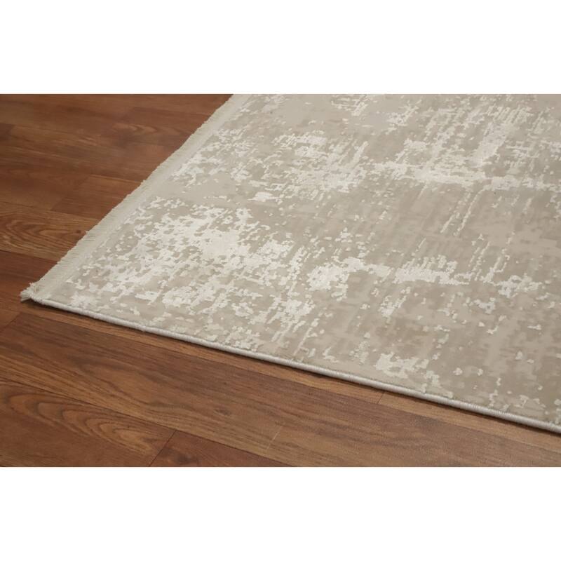 Machine Made Oriental Polyester Carpet Modern Abstract Beige & Ivories Abstract Area Rug - 7' 9'' X 5' 2''