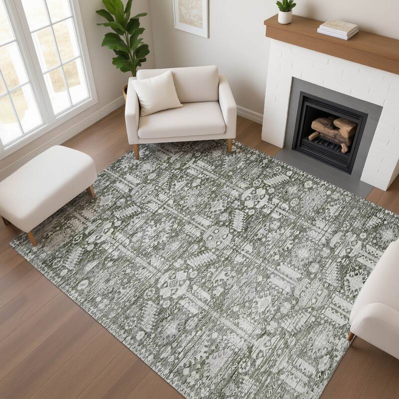 Premium Washable Super Soft Vintage Traditional Mayfield Rug - Pewter - 2'6" x 3'10"