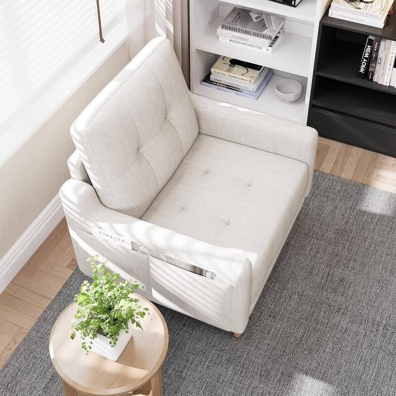 Mid Century Modern Accent Chair,Upholstered Armchair,Comfy Reading Chair with Wood Legs,Fabric Single Sofa Chair