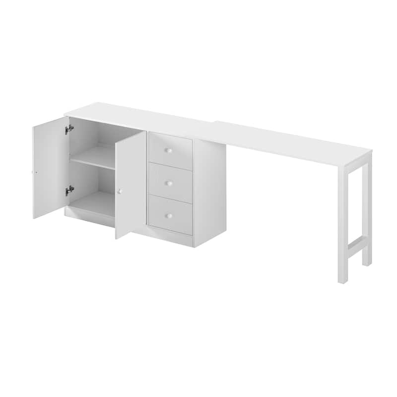 89.7"Wooden Sideboard with Extendable Table,Multifunctional Storage Cabinet with 2 Doors and 3 Drawers,for Living Room,Study