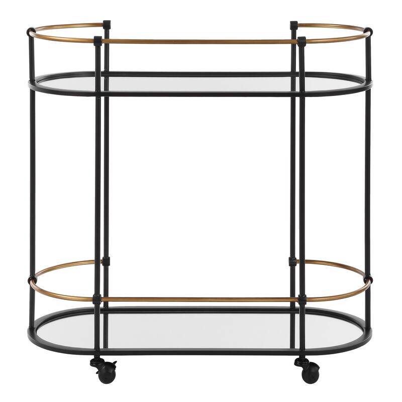 Uttermost 24186 Andre 32" Wide Metal Bar Cart with Two Shelves