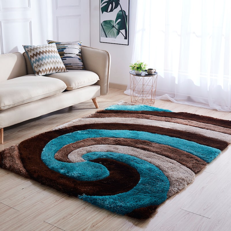 Mateos Shag Collection Swirl Area Rug