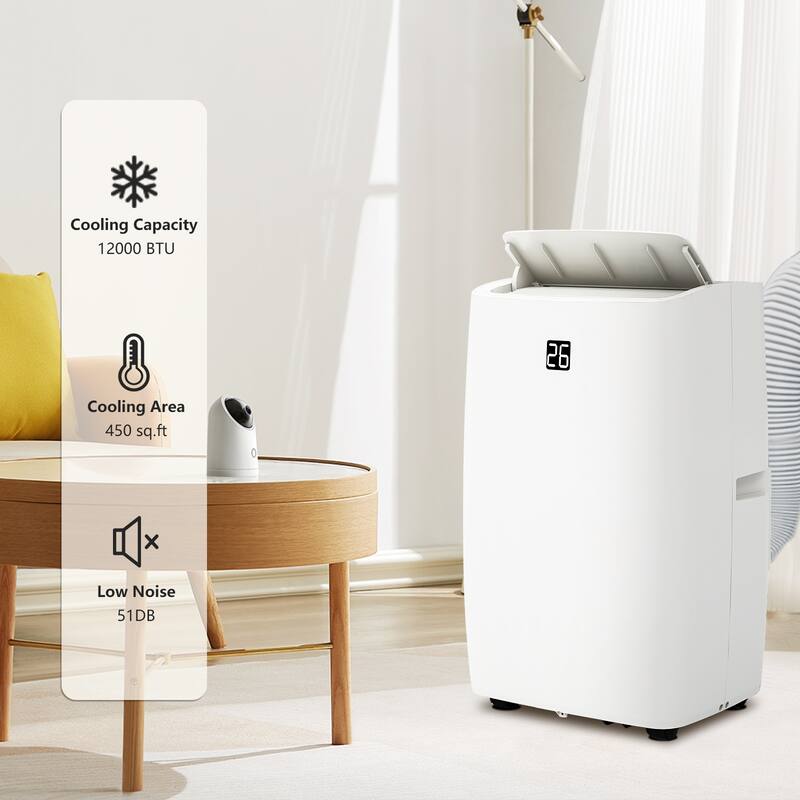 12000Btu Portable Air Conditioner, Cools Rooms up to 550 sq. ft
