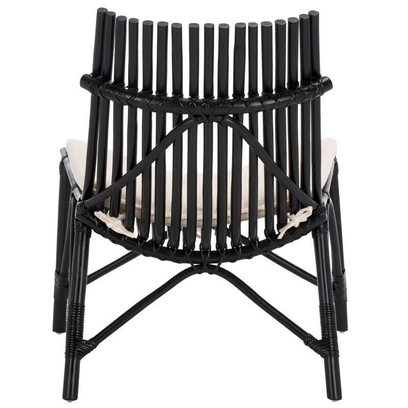 SAFAVIEH Eisley Boho Coastal Solid Wood Accent Chair with Cushion - 30"W x 31"D x 33"H