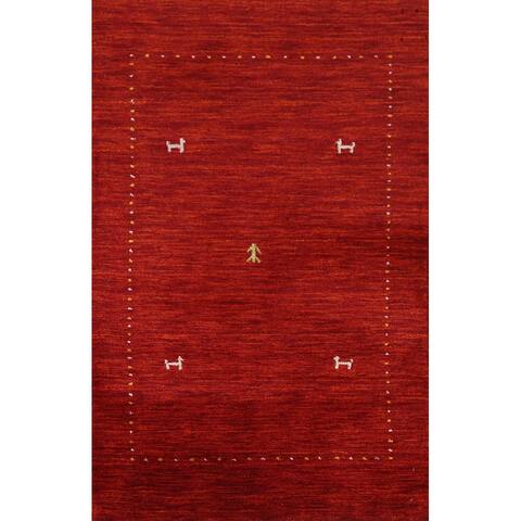 Gabbeh Indian Area Rug Handmade Red Wool Carpet - 2'11"x 4'10"
