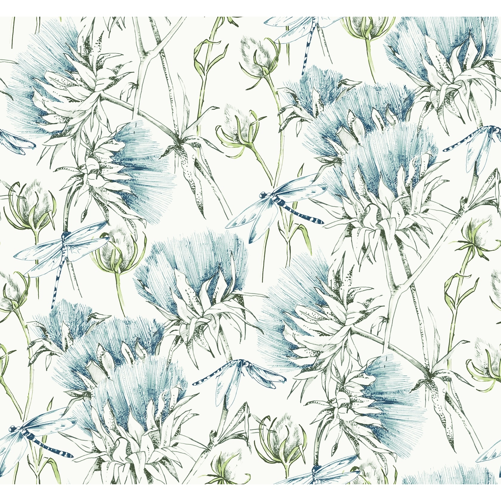 A-Street Prints Mariell Teal Dragonfly Wallpaper