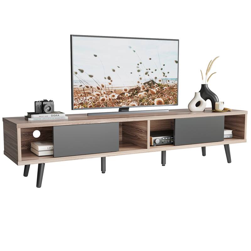 TV Stand for up to 75" TVs with Solid Wood Entertainment Center TV Console Mid-century - 70 inches