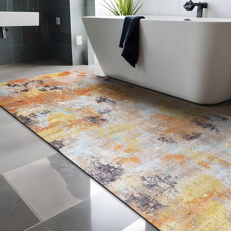 Beverly Rug Queen Abstract Non-Slip Rubber Back Washable Indoor Area Rug