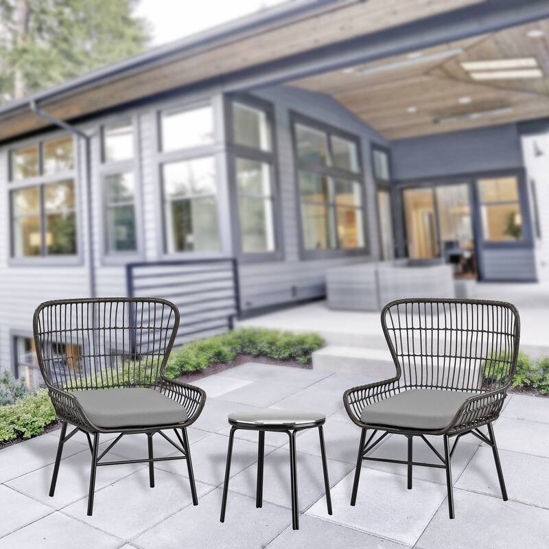 Resin Wicker Conversation 3 Pc. Set with Cushions