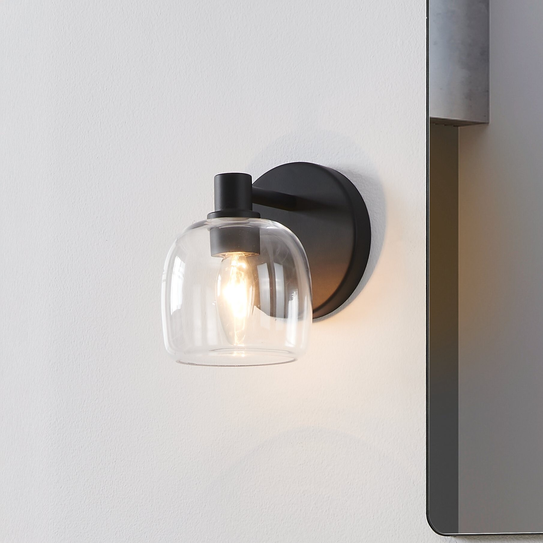 Thesis Valentina 5-inch 1-light Matte Black Vanity Light with Clear Glass Shade