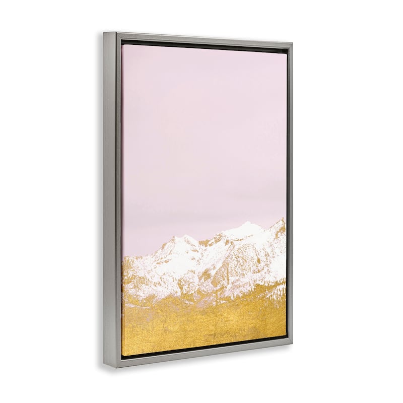 Stupell White Tipped Mountains on Pink Framed Floater Canvas Wall Art Design By Gemma Bardot