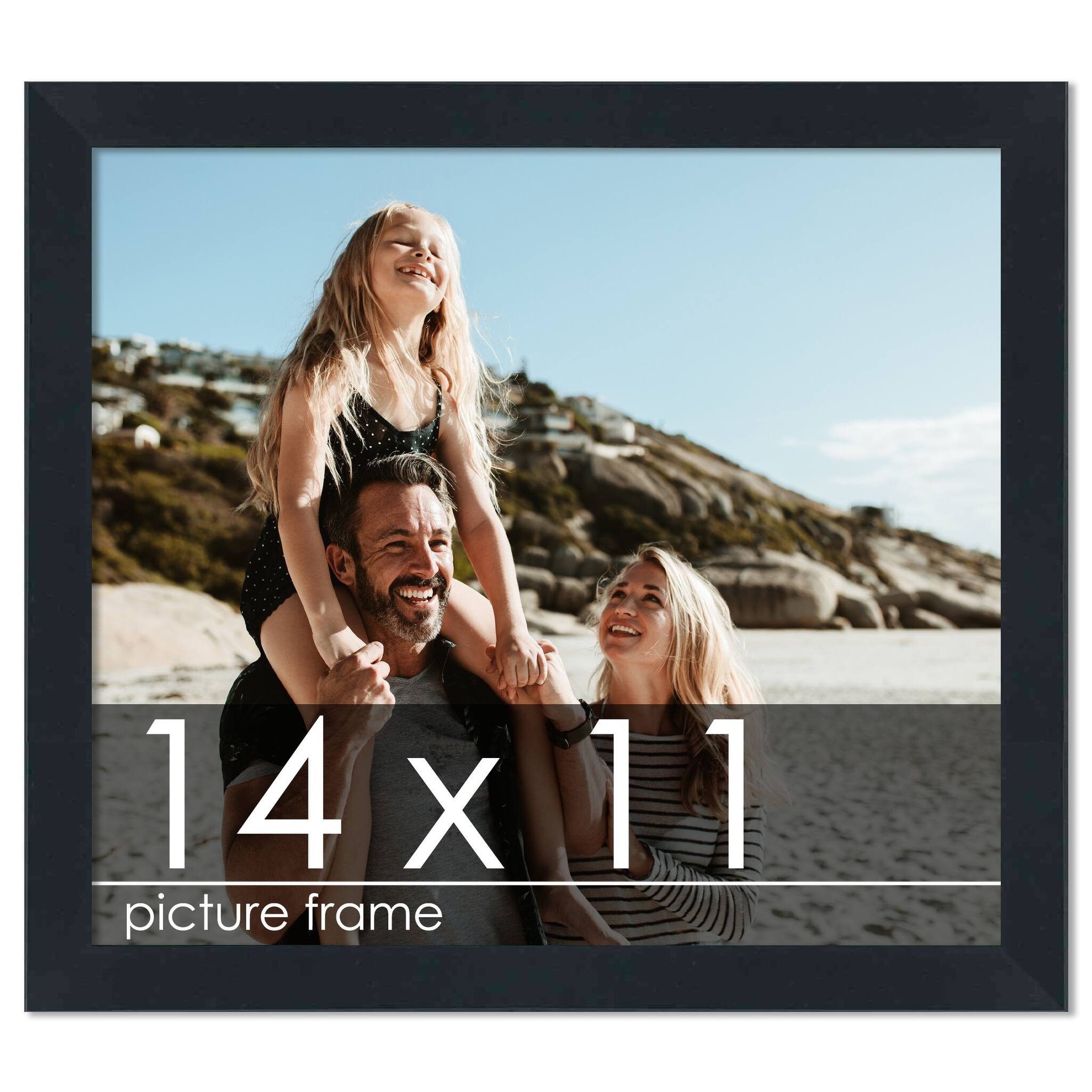 14x11 Contemporary Black Wood Picture Frame UV Acrylic, Foam Board