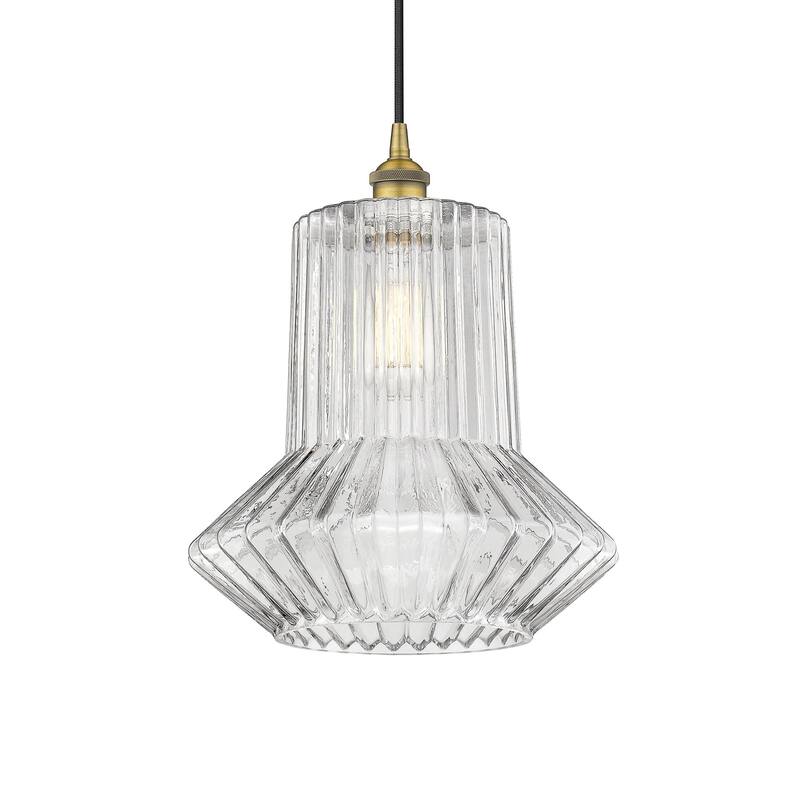 Innovations Lighting 616-1P-16-12 Springwater Pendant Springwater 12" - Brushed Brass / Clear Spiral Fluted