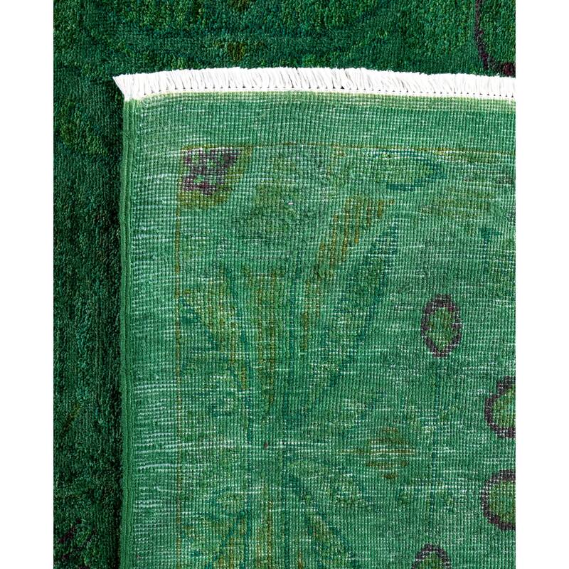 Overdyed One-of-a-Kind Hand-Knotted Area Rug - Green - 9' 0" x 11' 5"