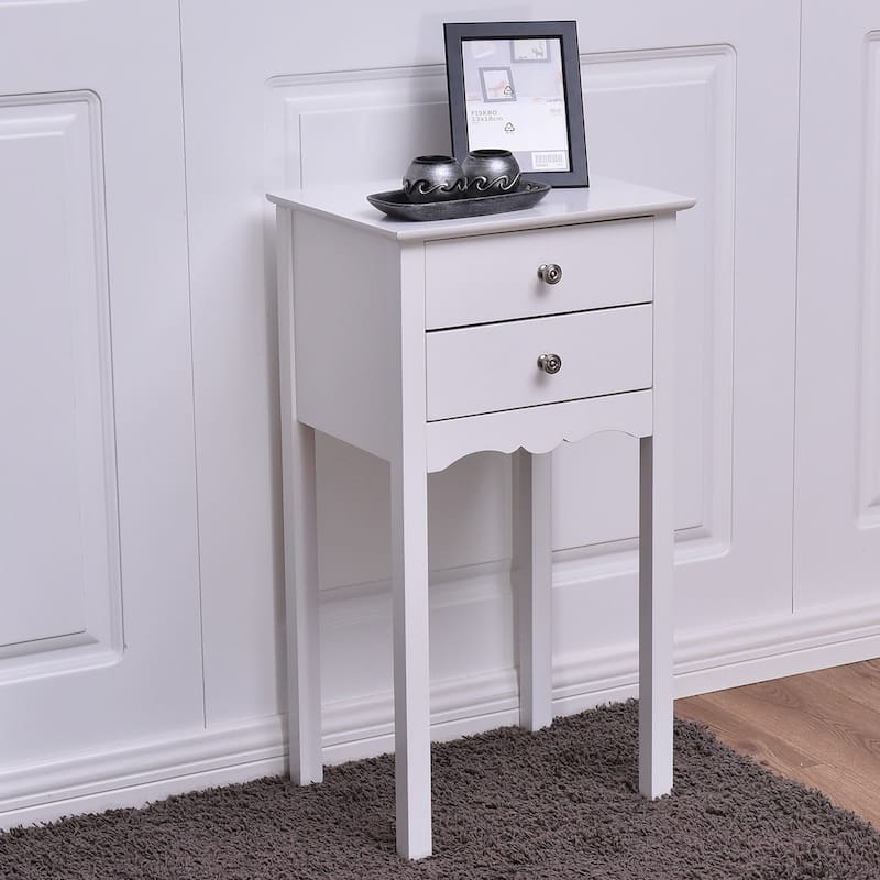Gymax Side Table End Accent Table Night Stand W/ 2 Drawers Furniture