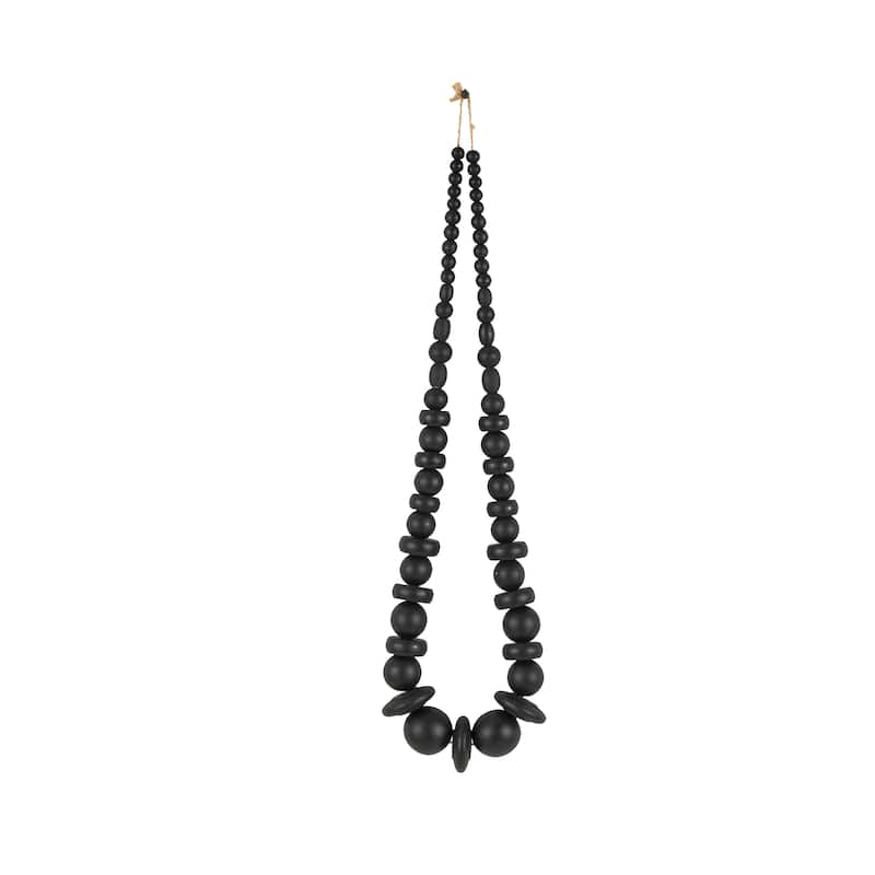 Light Brown or Black Wood Handmade Geometric Beaded Garland Necklace Garland with Tassel