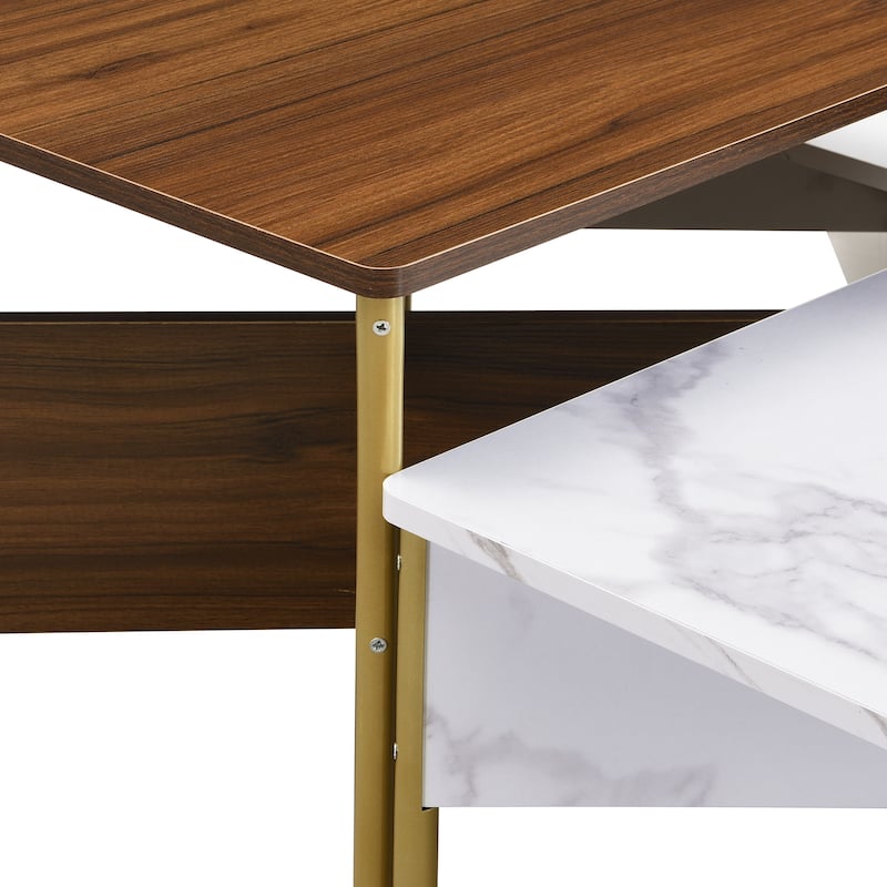 Modern Nesting Coffee Tables Set of 4 -Mid Square Living Room Table, Free Adjustable Shape,Versatile and Accent Furniture