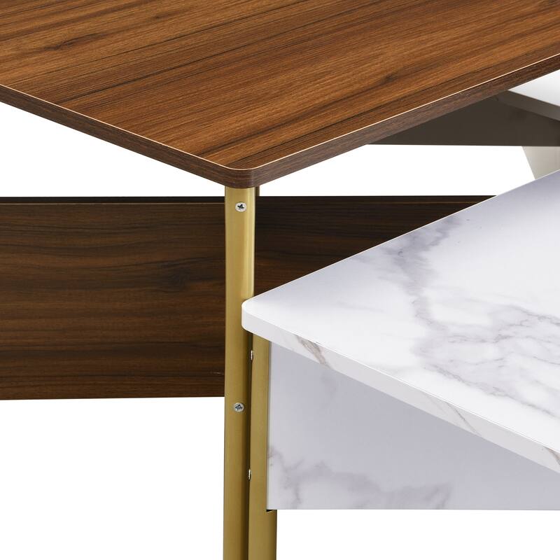 Set of 4 Modern Nesting Coffee Tables - Mid-Century Square Living Room Tables, Adjustable Layout