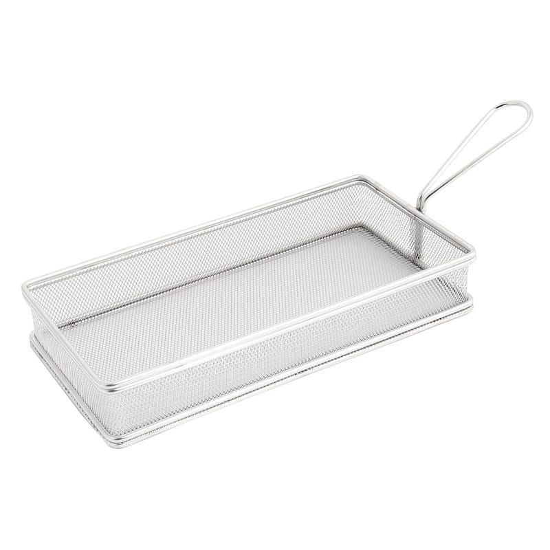 Stainless Steel Rectangle Mesh Basket Strainer Chips Fries Basket - 10" x 5.1" x 1.8"(L*W*H)
