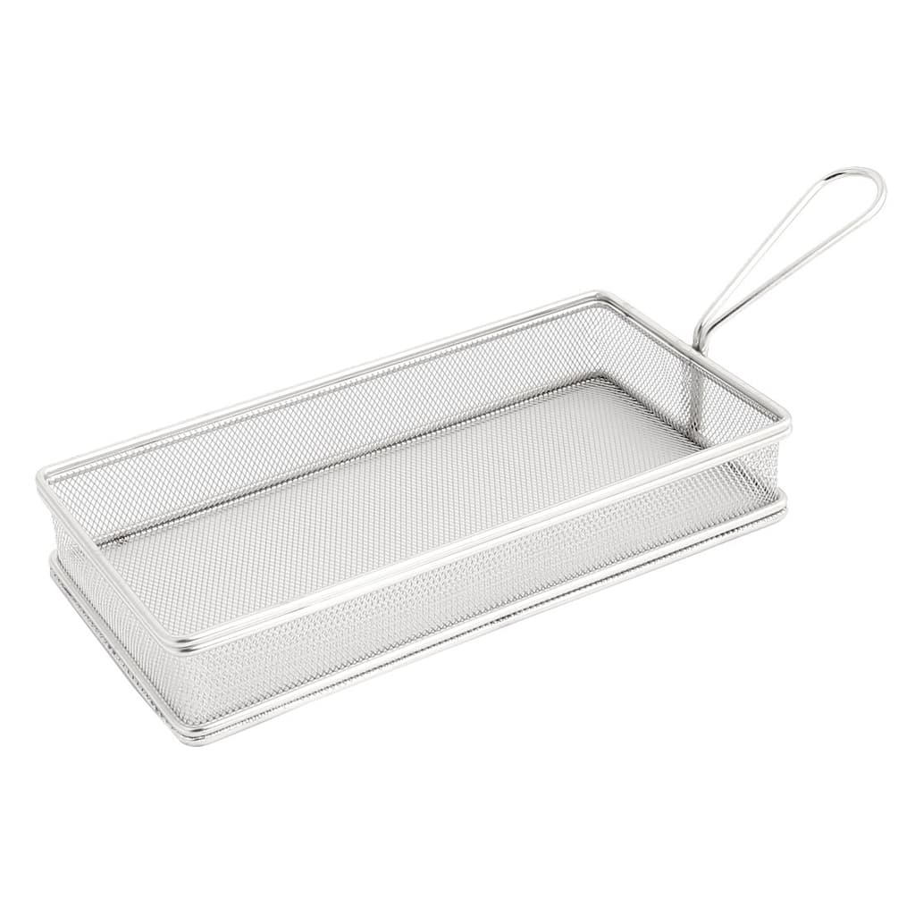 Stainless Steel Rectangle Mesh Basket Strainer Chips Fries Basket - 10" x 5.1" x 1.8"(L*W*H)