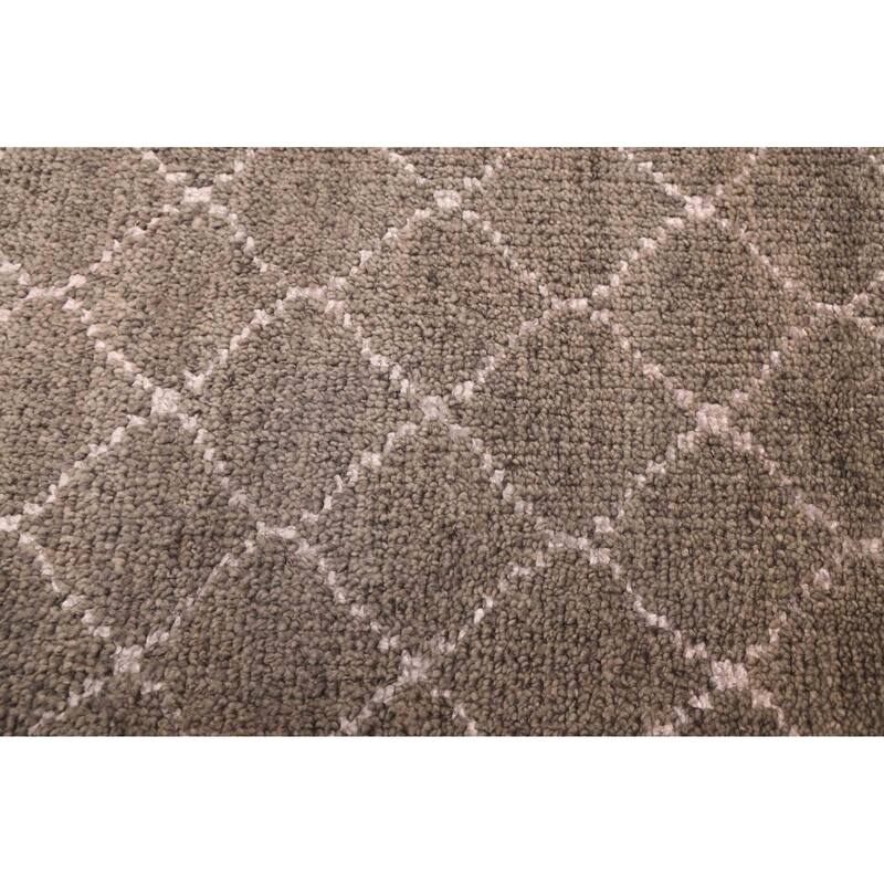 ECARPETGALLERY Hand-knotted Tangier Grey Viscose, Wool Rug - 5'3 x 7'6