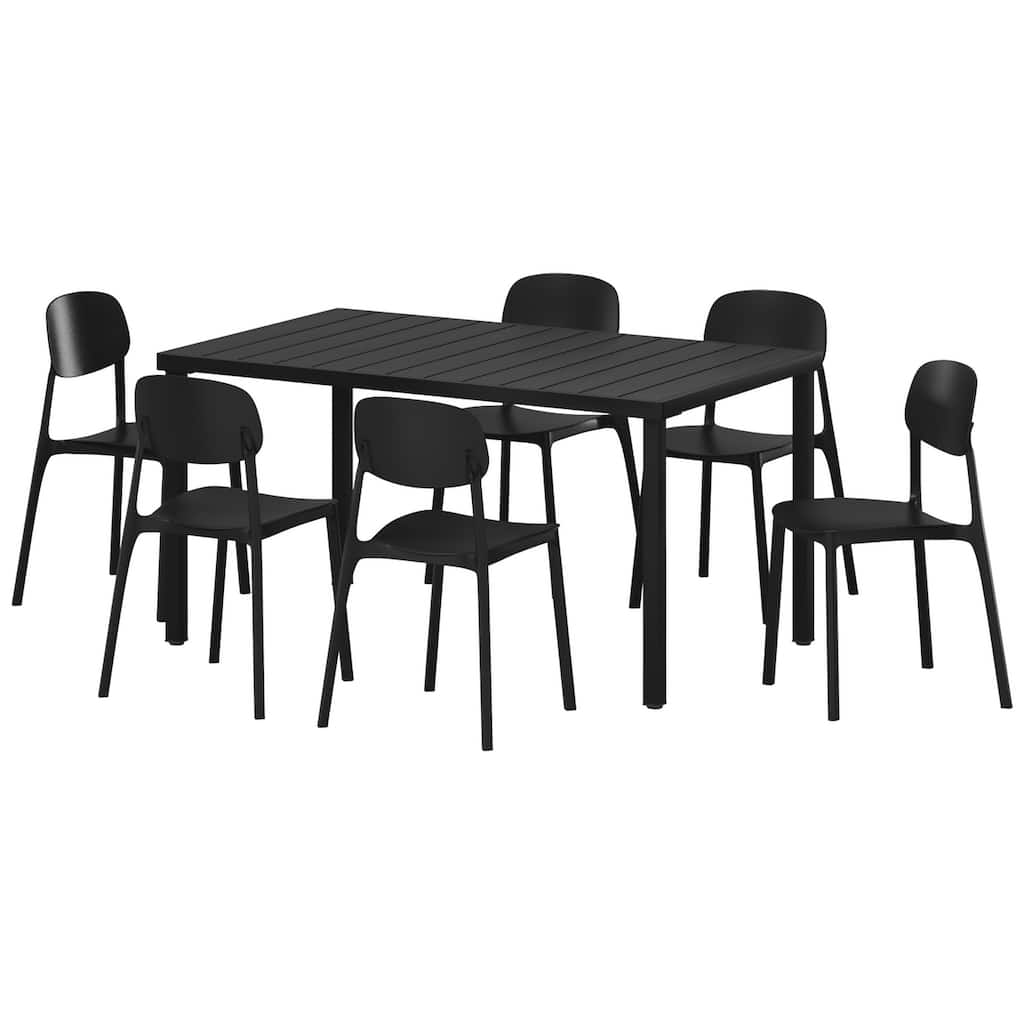 Frond and Form 6-Person Outdoor Rectangular Dining Set