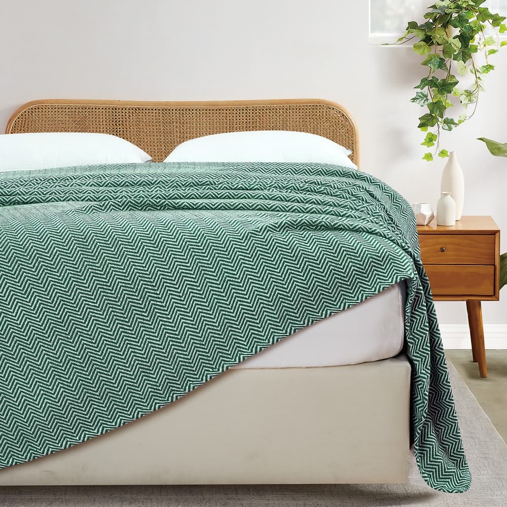 Melange Home Everyday Blanket Yarn Dyed Herringbone Cotton Blanket