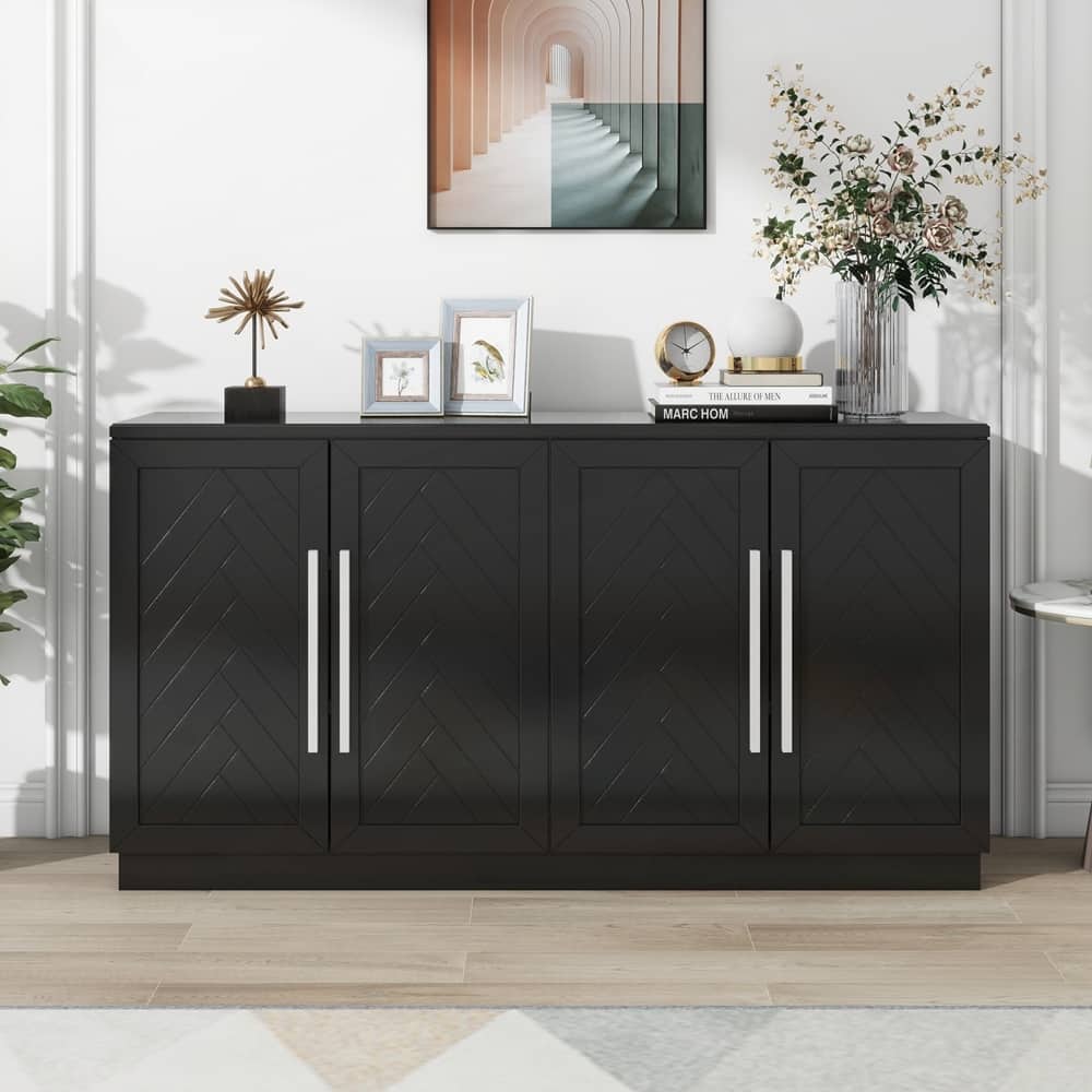 Sideboard with 4 Doors Large Storage Space with Adjustable Shelves
