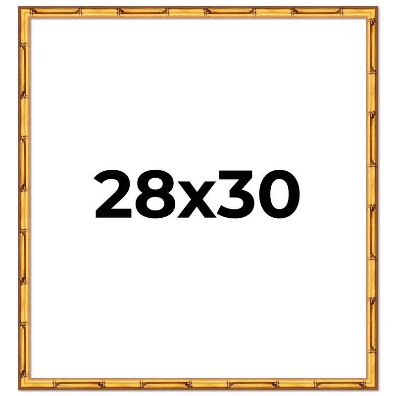 28x30 Frame Gold Bamboo Picture Frame Modern Photo Frame Includes UV Acrylic Shatter Guard Front Acid Free Foam Backing Board