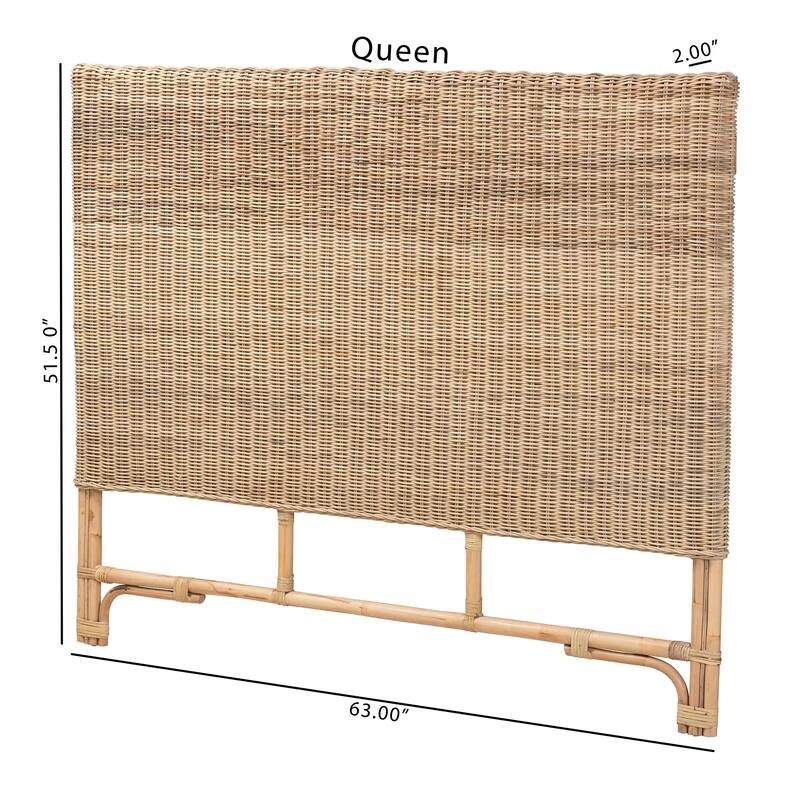 Cantara Modern Bohemian Natural Rattan Queen Size Standalone Headboard