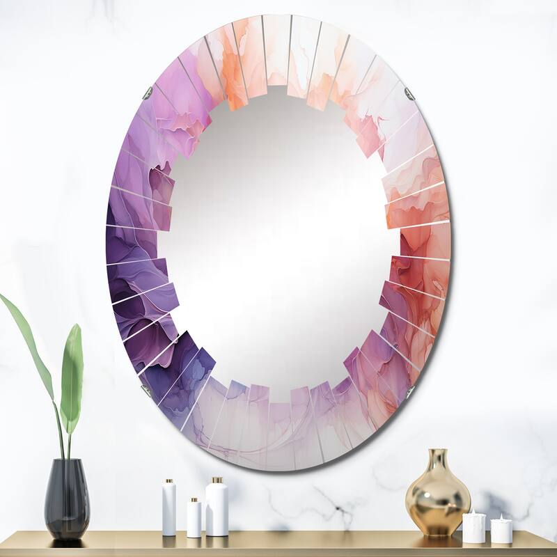 Designart "Vibrant Swirls" Abstract Spirals Modern Wall Mirror - 24in.x36in.