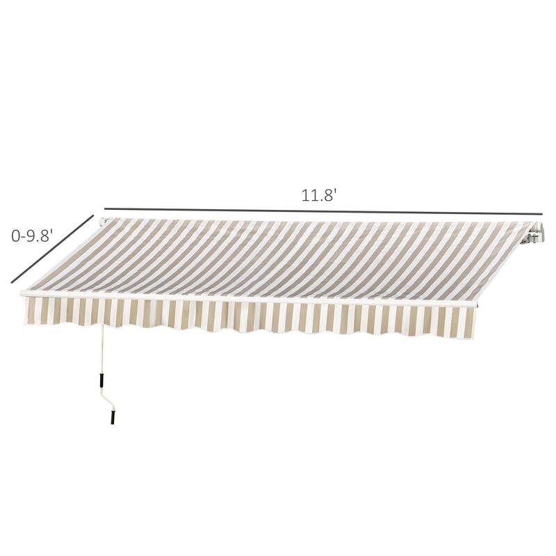 Outsunny 12' x 10' Retractable Awning Patio Awnings Sun Shade Shelter with Manual Crank Handle, 280g/m² UV