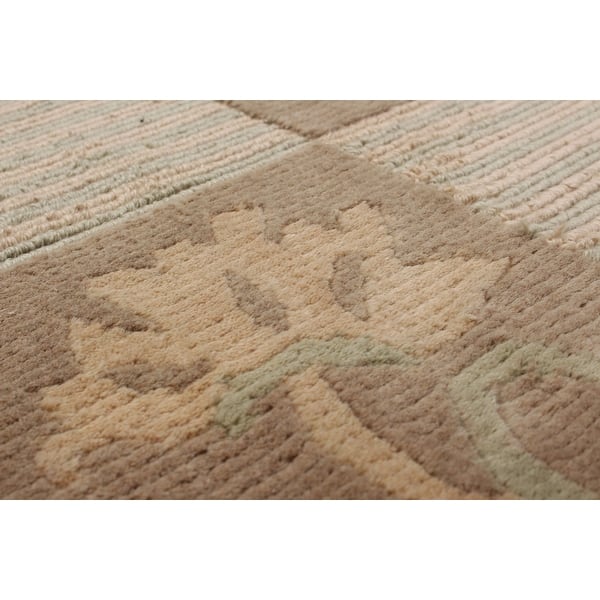 Bedroom 344674 Area Rug for Living Room eCarpet Gallery Hand-Knotted Sari Silk Casual Green Rug 5'0 x 7'5 