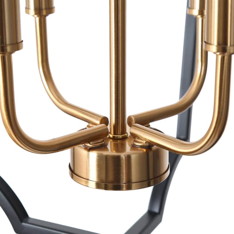 Modern Farmhouse 4-Light Black Gold Lantern Chandeliers Metal Pendant Light for Dining Room