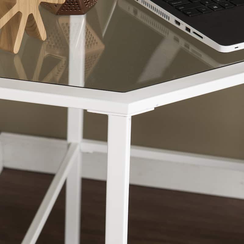 SEI Furniture Kemble Metal/Glass Corner Desk