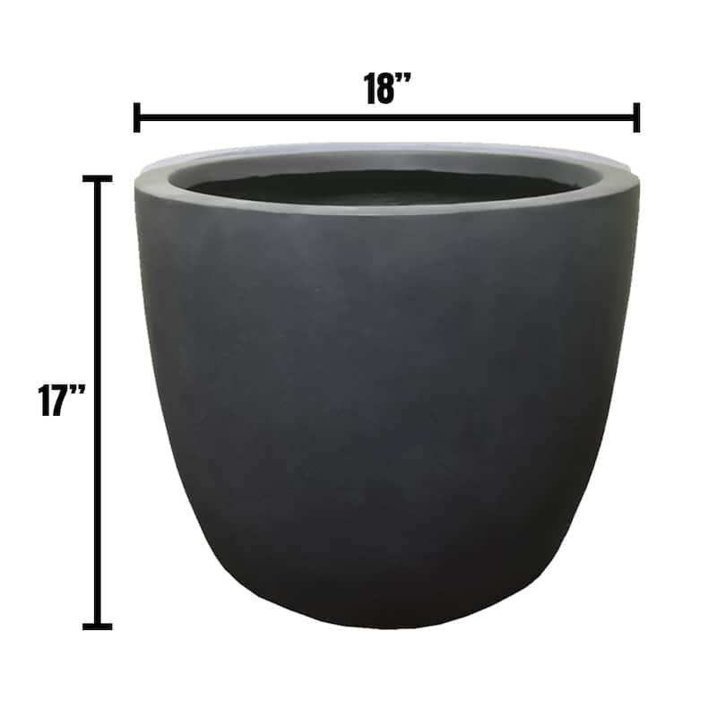 Durx-litecrete Lightweight Concrete Modern Seamless Round Cement Color Planter- - 17.7'x17.7'x16.9'
