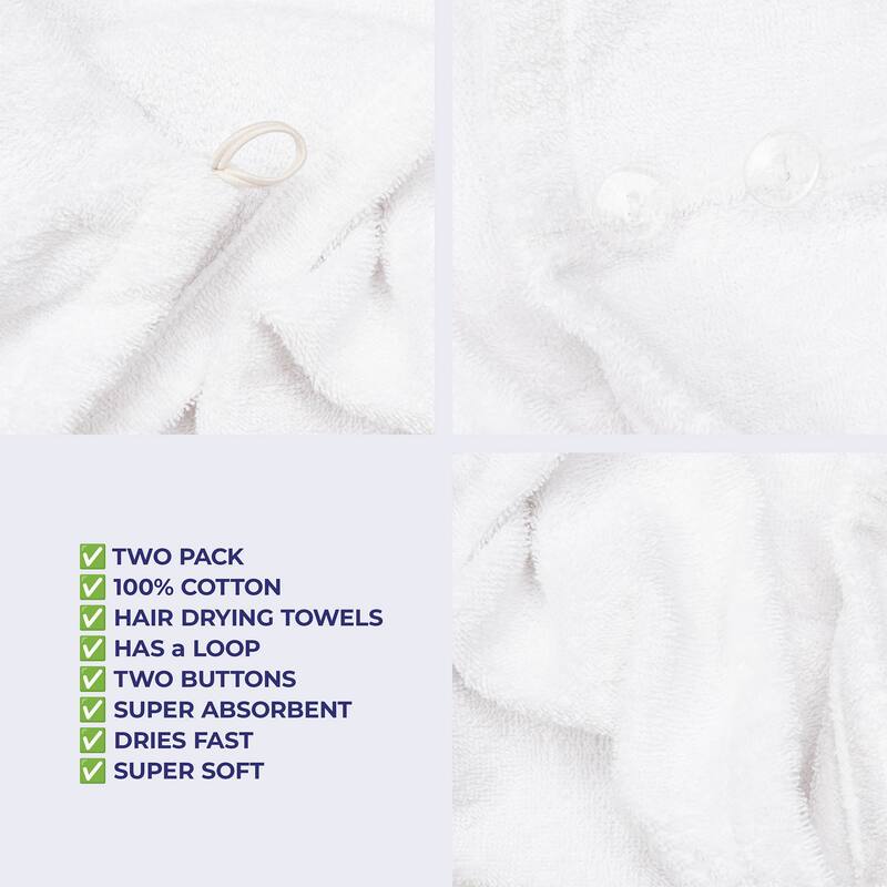 American Soft Linen 100% Cotton Hair Drying Towels for Women, Cotton Hair Turban Turkish Towel Wrap, Head Towel Cap for Hairs