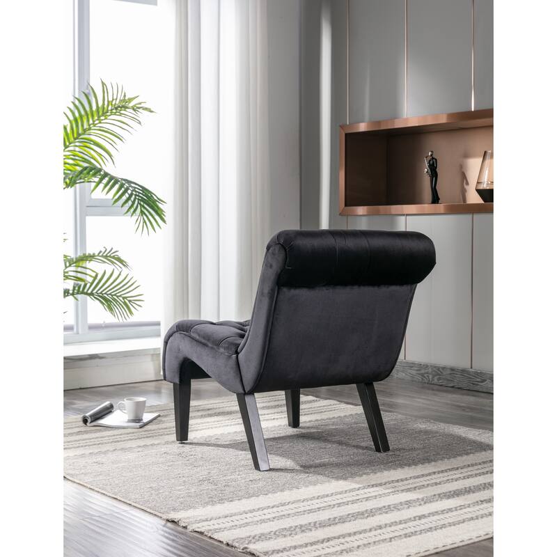 22.83" Buttons Tufted Accent Chair with Wooden Legs