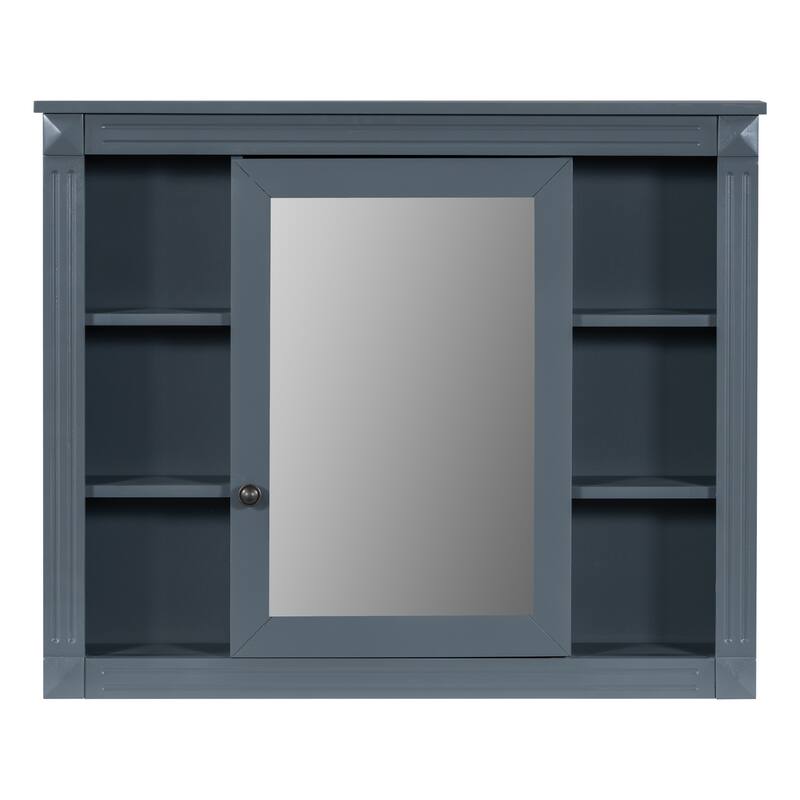 Roomfitters 36" Vanity with Sink and Mirror, Cabinet with 2 Doors and 2 Drawers, Royal Blue Modern Storage Set