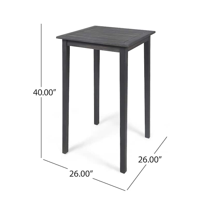 Polaris Outdoor Minimalist Square Acacia Wood Bar Table by Christopher Knight Home - 26.00" L x 26.00" W x 41.00" H