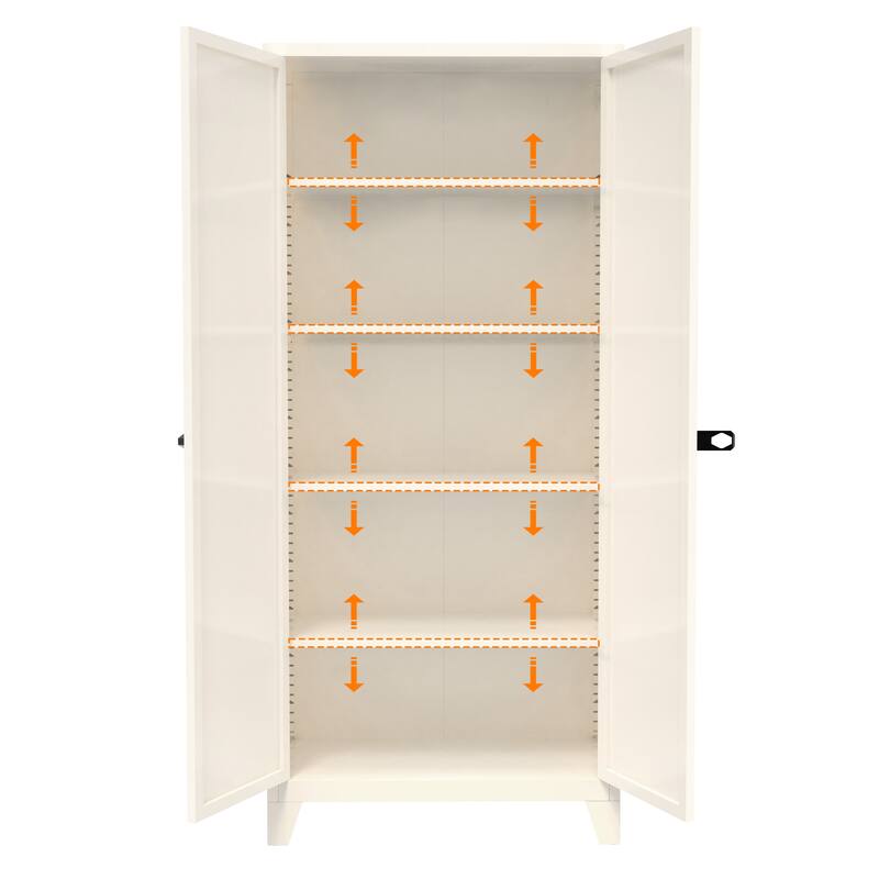 Metal Storage Cabinet with Combination Lock, Pantry Cabinet with 4 Adjustable Shelves & 2 Doors, Freestanding Steel Organizer