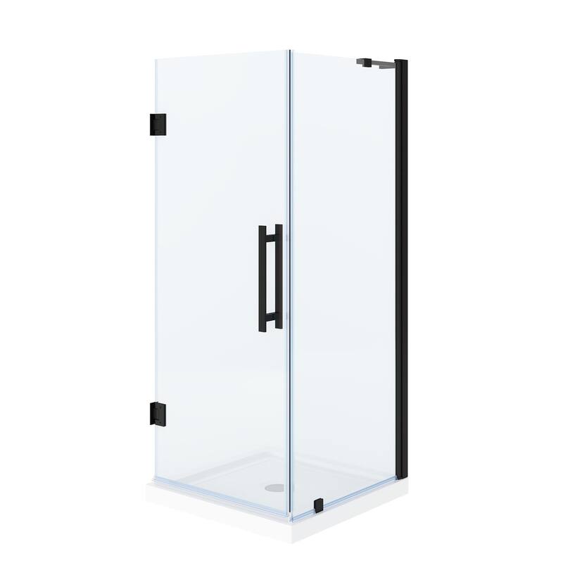 OVE Breeze Pivot Corner Frameless Pivot Shower Door Kit with Base Pan