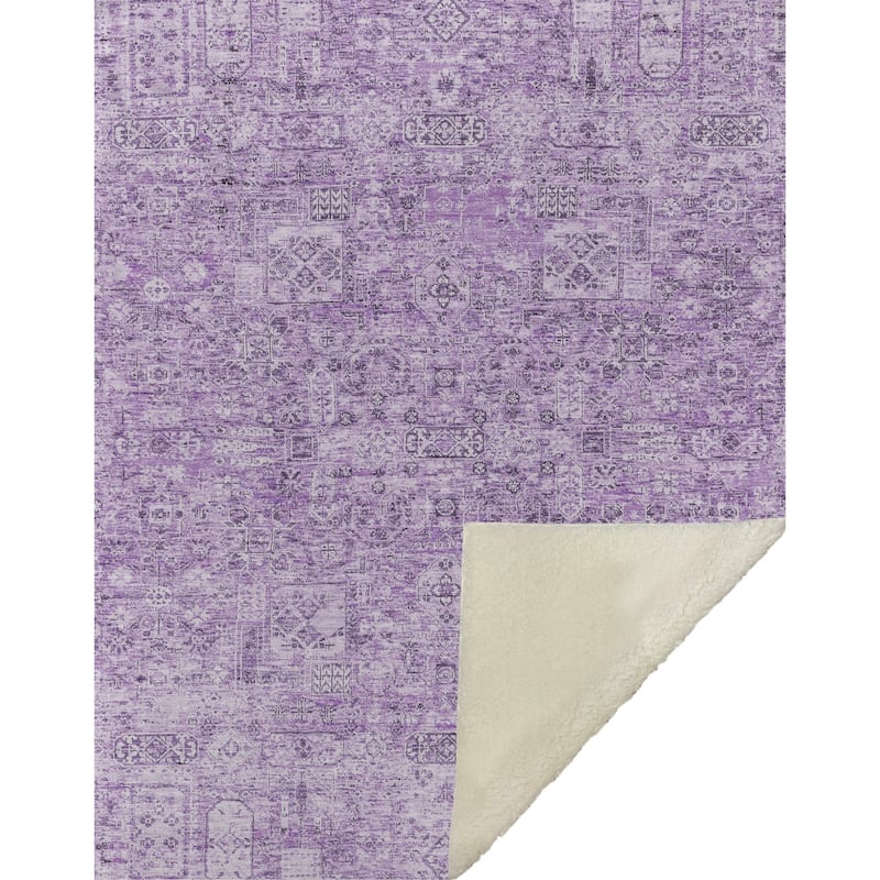 Premium Machine Washable Traditional Moroccan Sherpa Throw Blanket