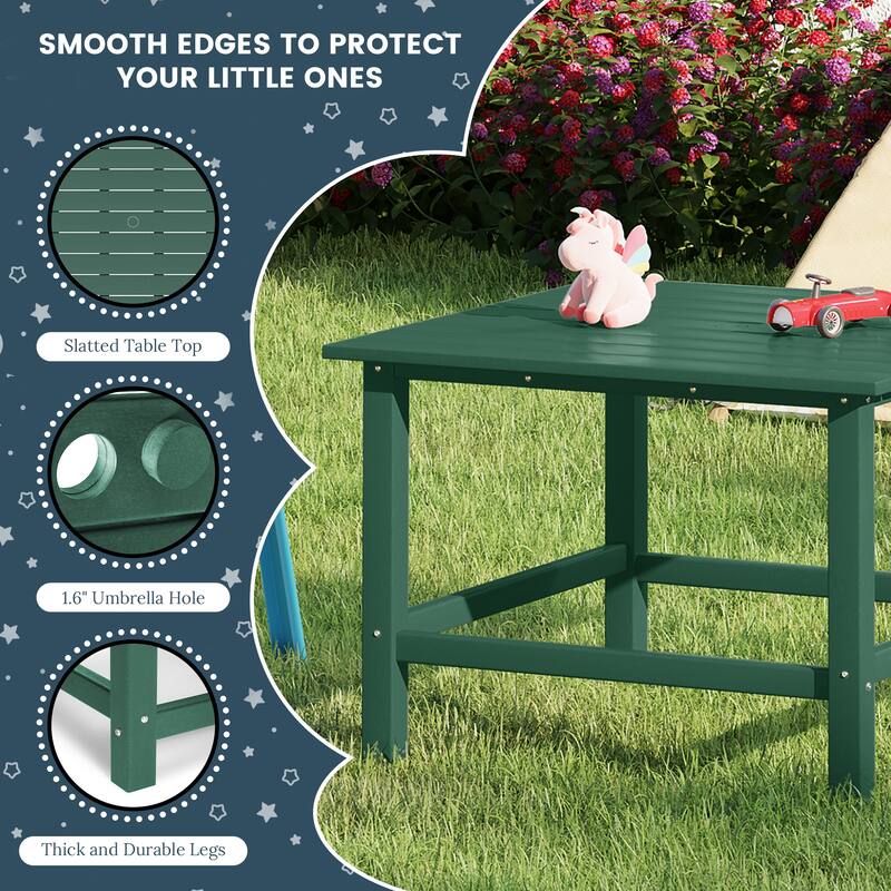 Polytrends Laguna Kids Outdoor 31" Square Poly Dining Table